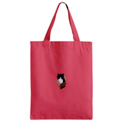 Minimalism Cat Pink Animals Zipper Classic Tote Bag