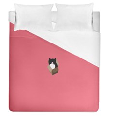 Minimalism Cat Pink Animals Duvet Cover (queen Size) by Mariart
