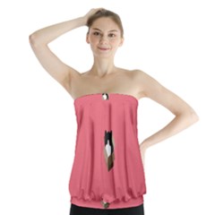 Minimalism Cat Pink Animals Strapless Top by Mariart