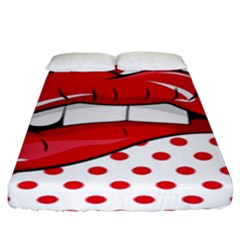 Sexy Lips Red Polka Dot Fitted Sheet (king Size) by Mariart