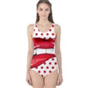 Sexy Lips Red Polka Dot One Piece Swimsuit View1