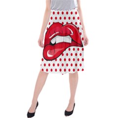 Sexy Lips Red Polka Dot Midi Beach Skirt