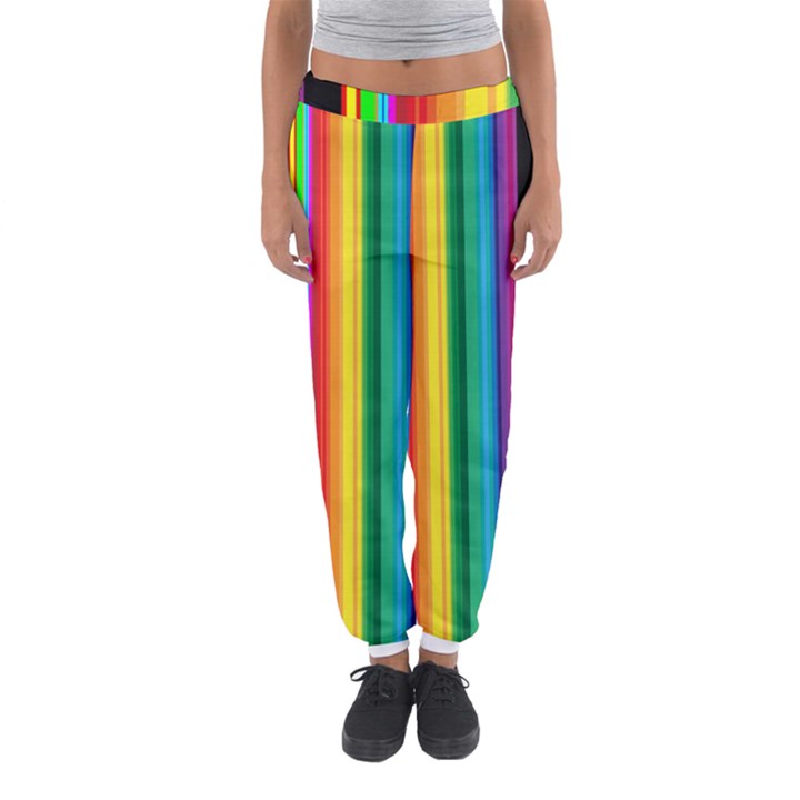 Multi Colored Colorful Bright Stripes Wallpaper Pattern Background Women s Jogger Sweatpants