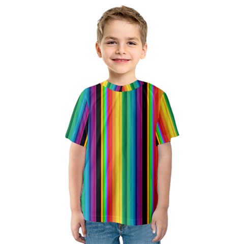 Multi Colored Colorful Bright Stripes Wallpaper Pattern Background Kids  Sport Mesh Tee by Nexatart