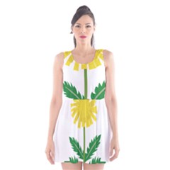 Sunflower Floral Flower Yellow Green Scoop Neck Skater Dress