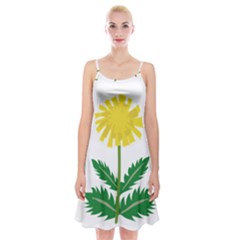 Sunflower Floral Flower Yellow Green Spaghetti Strap Velvet Dress