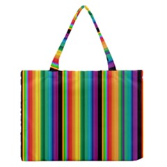 Multi Colored Colorful Bright Stripes Wallpaper Pattern Background Medium Zipper Tote Bag by Nexatart