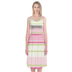 Turquoise Blue Damask Line Green Pink Red White Midi Sleeveless Dress by Mariart