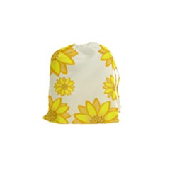 Sunflowers Flower Floral Yellow Drawstring Pouches (small)  by Mariart