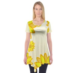 Sunflowers Flower Floral Yellow Short Sleeve Tunic  by Mariart