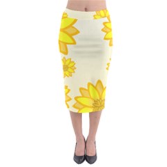 Sunflowers Flower Floral Yellow Midi Pencil Skirt by Mariart