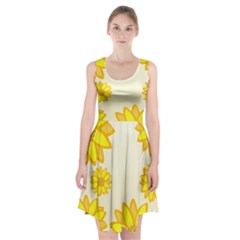 Sunflowers Flower Floral Yellow Racerback Midi Dress