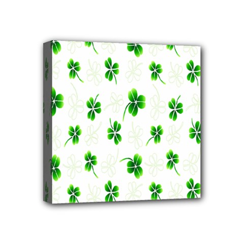 Leaf Green White Mini Canvas 4  X 4 