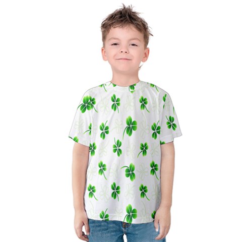 Leaf Green White Kids  Cotton Tee by Mariart