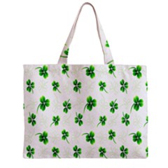 Leaf Green White Zipper Mini Tote Bag