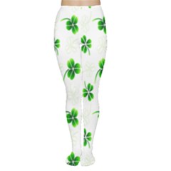 Leaf Green White Women s Tights by Mariart