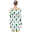 Leaf Green White Long Sleeve Off Shoulder Dress View2