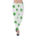 Leaf Green White Velvet Leggings View1