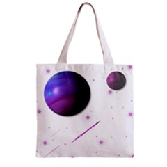 Space Transparent Purple Moon Star Zipper Grocery Tote Bag by Mariart