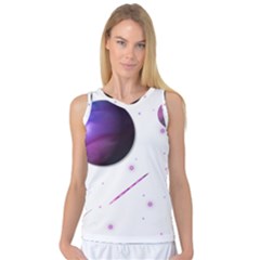 Space Transparent Purple Moon Star Women s Basketball Tank Top
