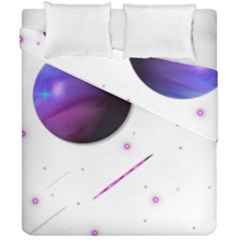 Space Transparent Purple Moon Star Duvet Cover Double Side (california King Size) by Mariart