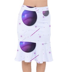 Space Transparent Purple Moon Star Mermaid Skirt