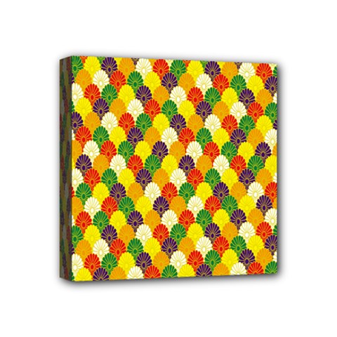 Flower Floral Sunflower Color Rainbow Yellow Purple Red Green Mini Canvas 4  X 4 