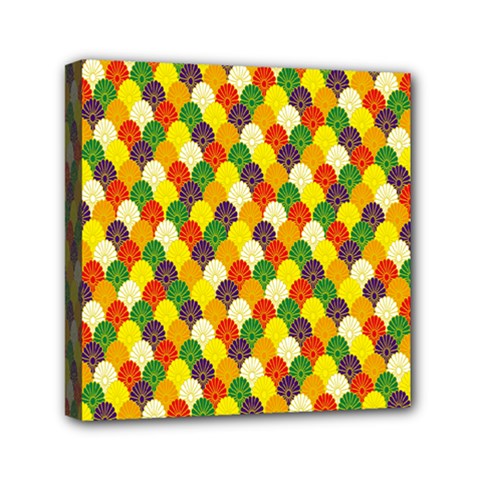 Flower Floral Sunflower Color Rainbow Yellow Purple Red Green Mini Canvas 6  X 6 