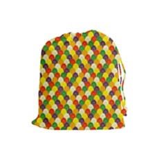 Flower Floral Sunflower Color Rainbow Yellow Purple Red Green Drawstring Pouches (large)  by Mariart
