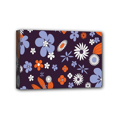 Bright Colorful Busy Large Retro Floral Flowers Pattern Wallpaper Background Mini Canvas 6  x 4 