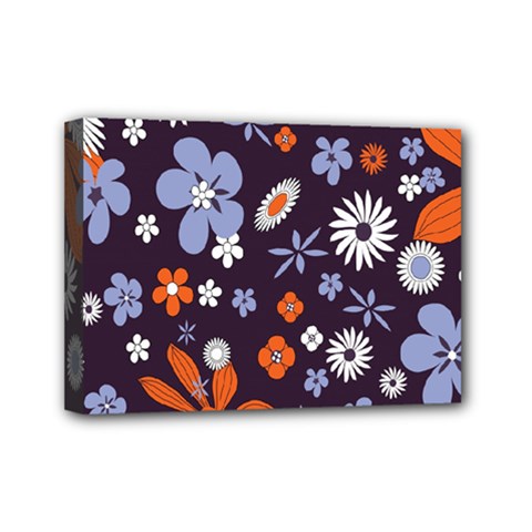 Bright Colorful Busy Large Retro Floral Flowers Pattern Wallpaper Background Mini Canvas 7  x 5 