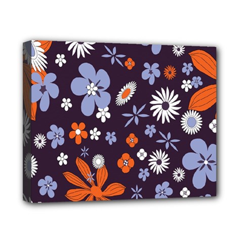 Bright Colorful Busy Large Retro Floral Flowers Pattern Wallpaper Background Canvas 10  x 8 