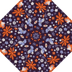 Bright Colorful Busy Large Retro Floral Flowers Pattern Wallpaper Background Folding Umbrellas
