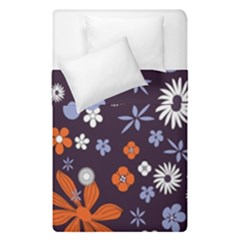 Bright Colorful Busy Large Retro Floral Flowers Pattern Wallpaper Background Duvet Cover Double Side (Single Size)