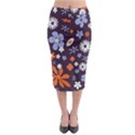 Bright Colorful Busy Large Retro Floral Flowers Pattern Wallpaper Background Midi Pencil Skirt View1