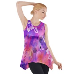 Littie Birdie Abstract Design Artwork Side Drop Tank Tunic