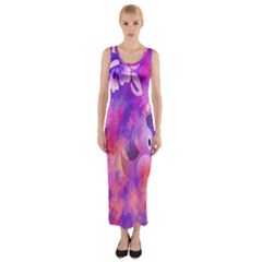 Littie Birdie Abstract Design Artwork Fitted Maxi Dress