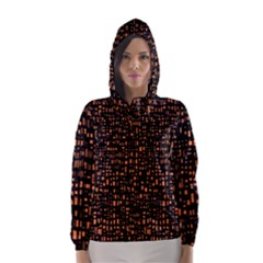 Brown Box Background Pattern Hooded Wind Breaker (women)