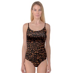 Brown Box Background Pattern Camisole Leotard 