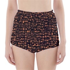 Brown Box Background Pattern High-waisted Bikini Bottoms