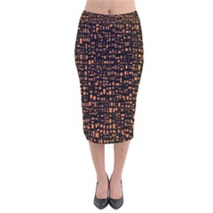 Brown Box Background Pattern Velvet Midi Pencil Skirt by Nexatart
