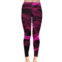 Abstract Pink Smoke On A Black Background Leggings  by Nexatart