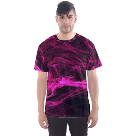Abstract Pink Smoke On A Black Background Men s Sport Mesh Tee by Nexatart
