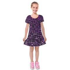 Purple Denim Background Pattern Kids  Short Sleeve Velvet Dress by Nexatart