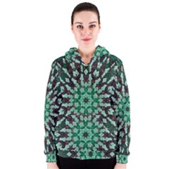 Abstract Green Patterned Wallpaper Background Women s Zipper Hoodie by Nexatart