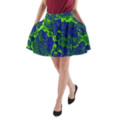 Abstract Green And Blue Background A-Line Pocket Skirt