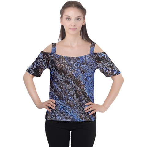 Cracked Mud And Sand Abstract Women s Cutout Shoulder Tee by Nexatart
