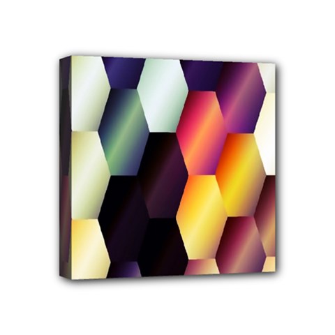 Colorful Hexagon Pattern Mini Canvas 4  X 4 