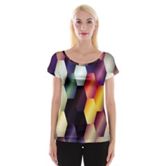 Colorful Hexagon Pattern Women s Cap Sleeve Top by Nexatart