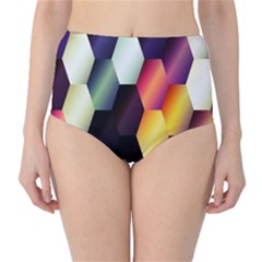 Colorful Hexagon Pattern High-waist Bikini Bottoms